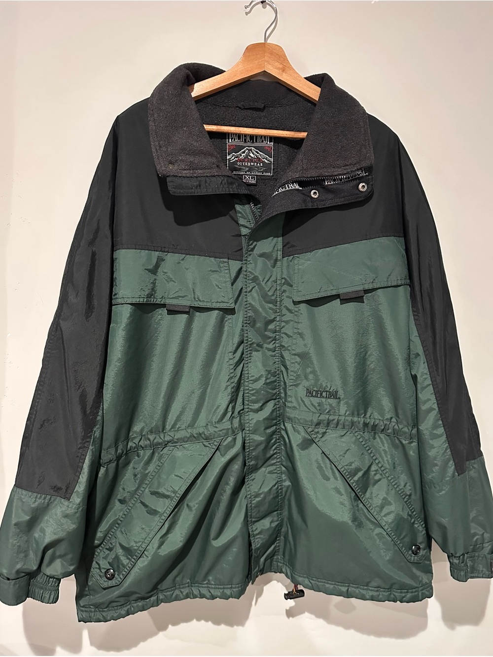 Vintage Pacific Trail Jacket XL Green Black Fleece Lined Outdoor Coat